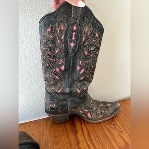 Pink & black Corral Cowboy Boots
